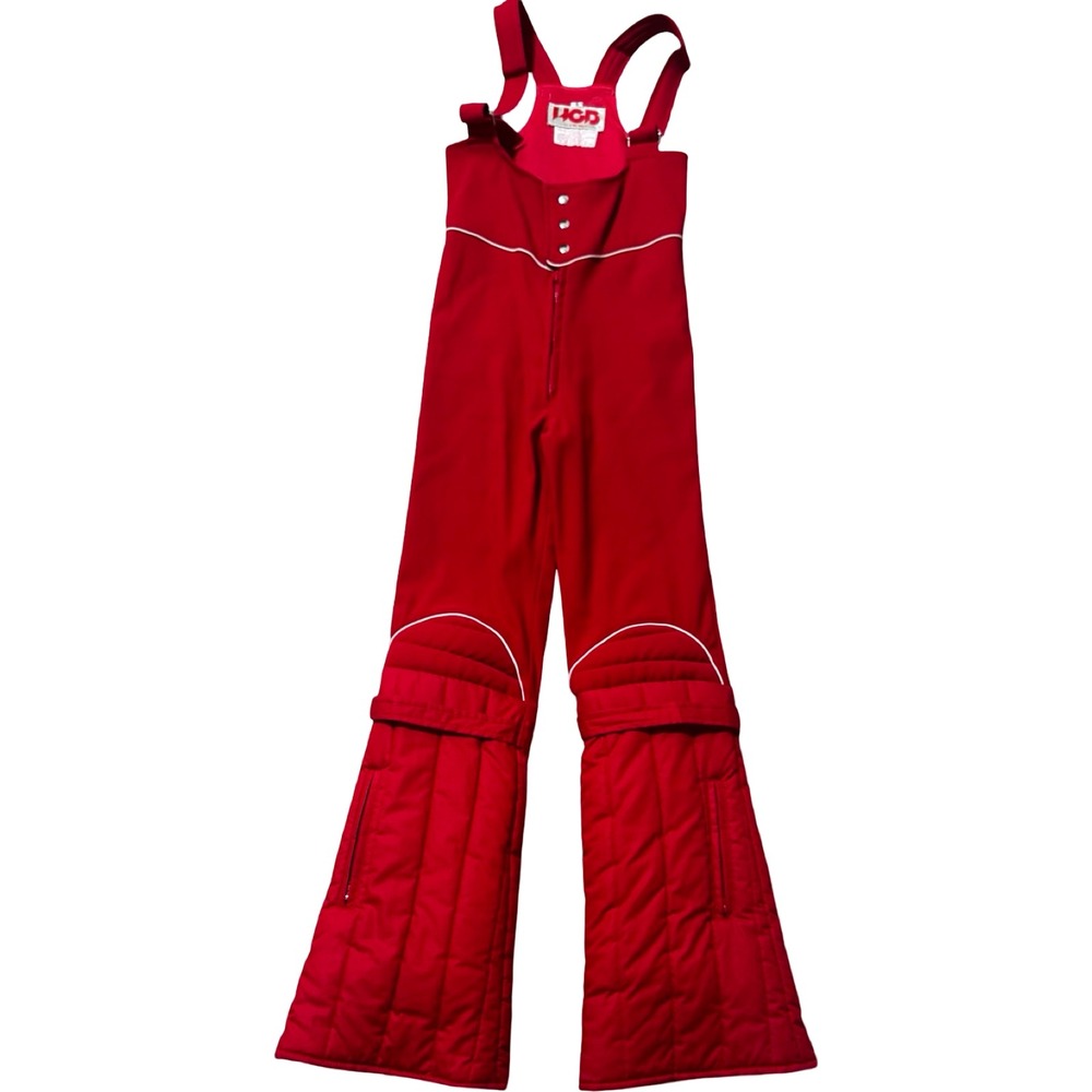HCB‎ Hot Gear Ski Bibs Womens 9 Red Excellent Vintage 70s Wool Blend Bib HGB